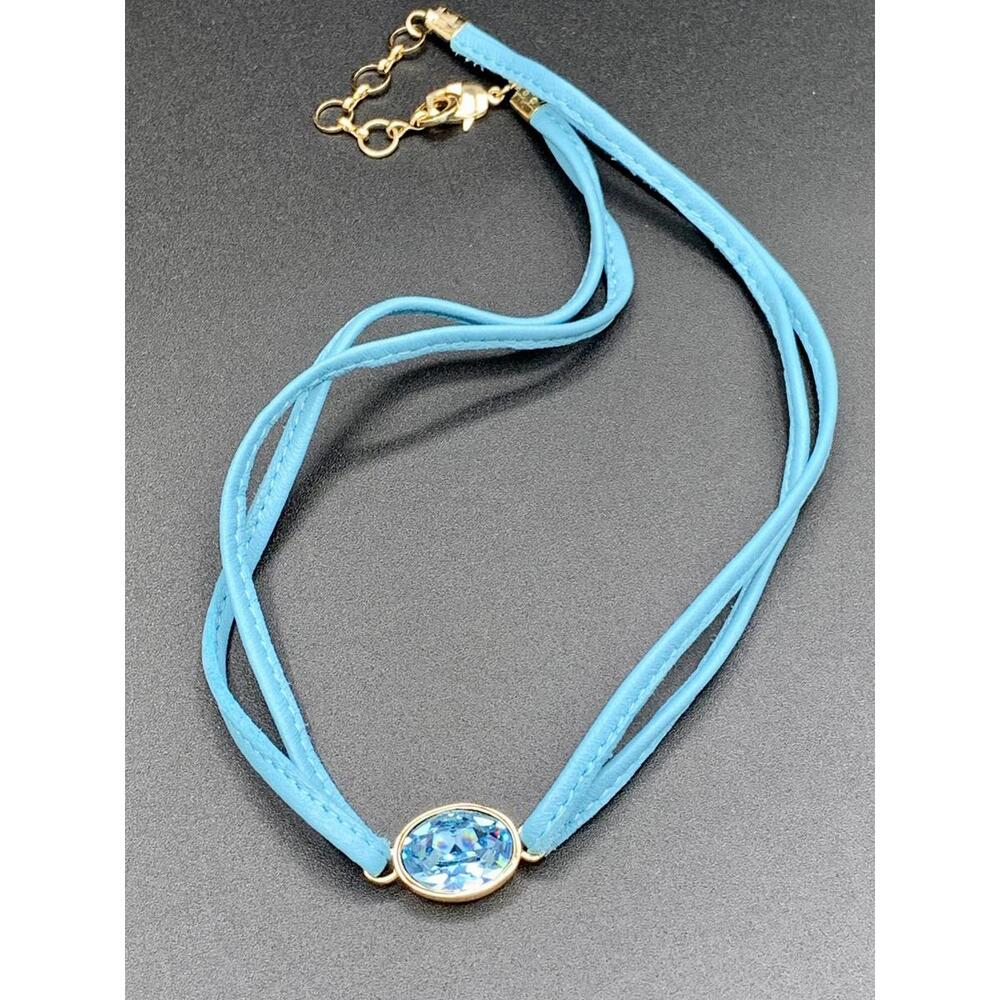💙 Turquoise Blue Crystal Suede Necklace – A Soft Whisper of Light & Love - Picture 2 of 6